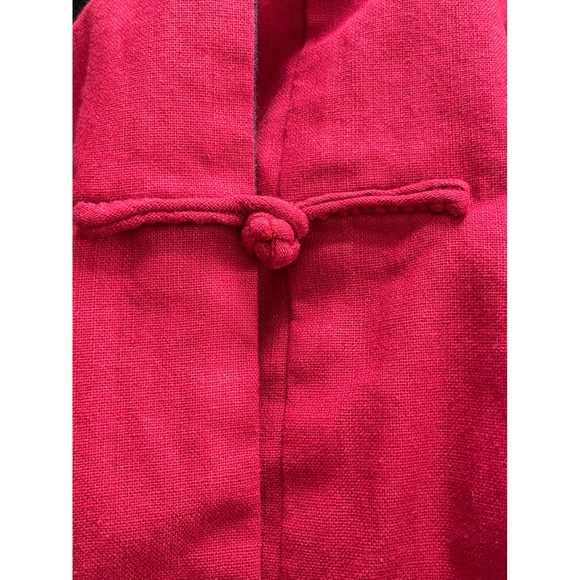 Mens Chinese Style Jacket Red Reversible Blue Mandarin Collar Frog Button L XL - Picture 11 of 14